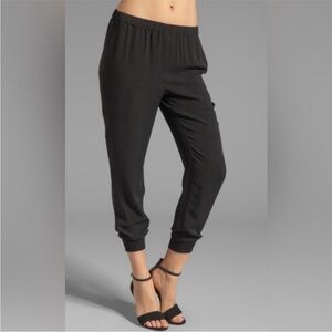 Theory | Women's Charcoal Grey 100% Silk Elastic Waist Pull On Jogger Pants Sz M
